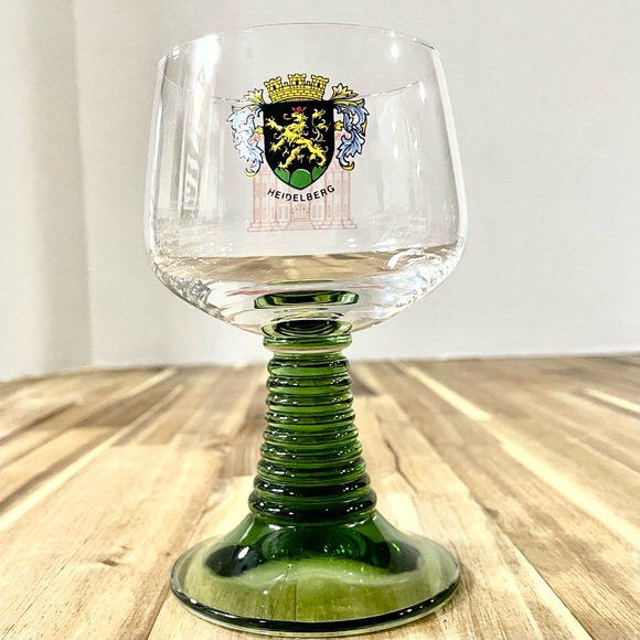 Vintage Heidelberg Germany Wine Glasses Green Beehive Stem Castle Ball 1988 - Picture 3 of 9